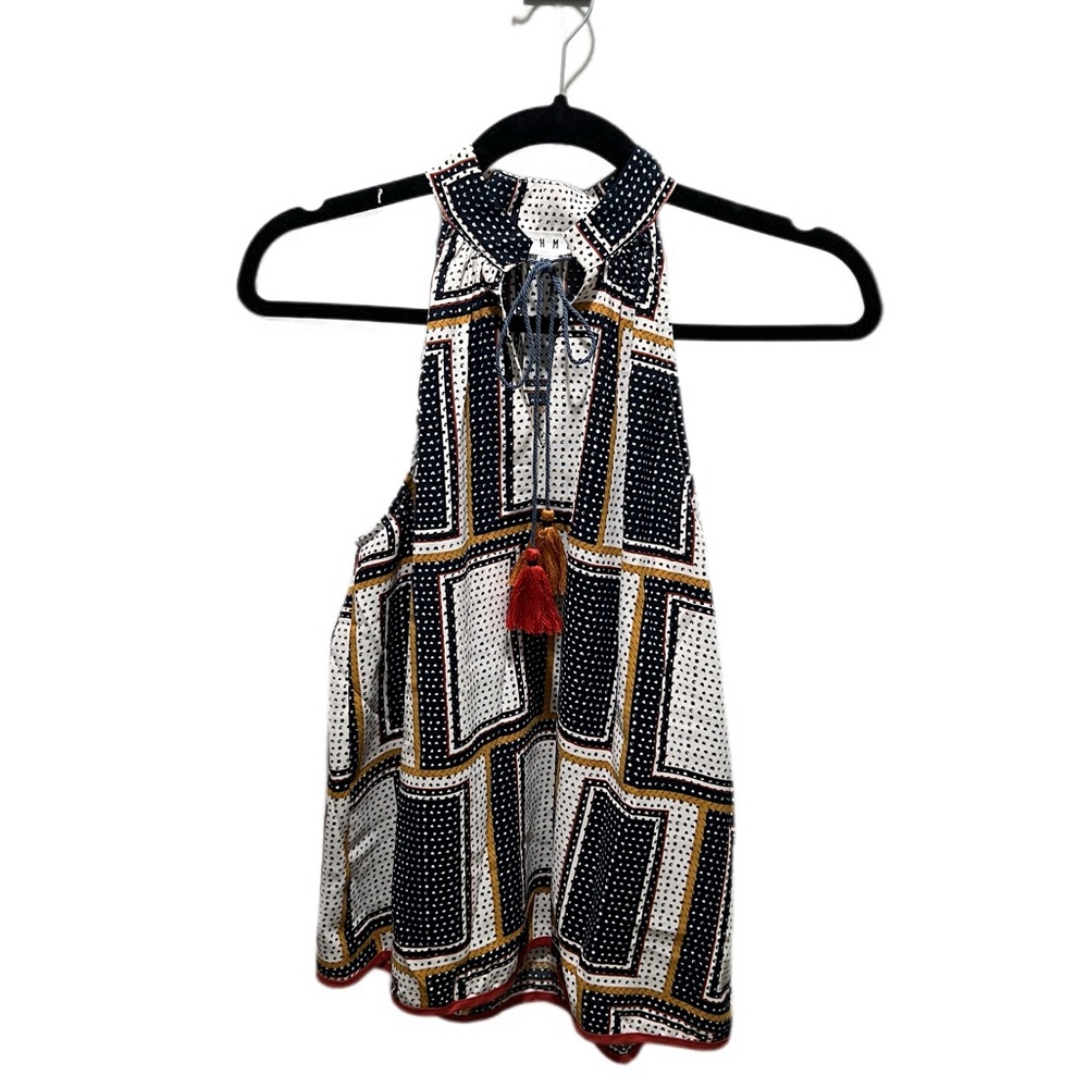 THML Navy and White Patterned Blouse